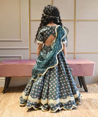 Green Printed Lehenga Choli and Dupatta 2