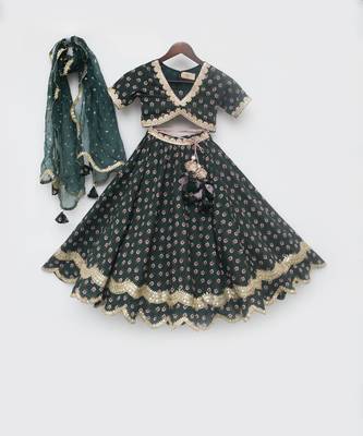 Green Printed Lehenga Choli and Dupatta 3