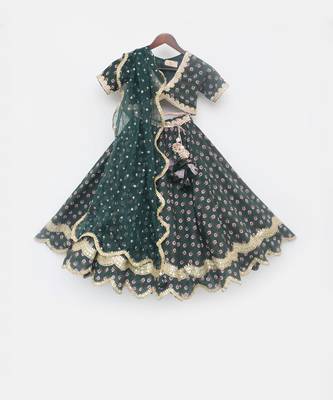 Green Printed Lehenga Choli and Dupatta 4