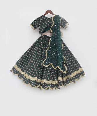 Green Printed Lehenga Choli and Dupatta 5
