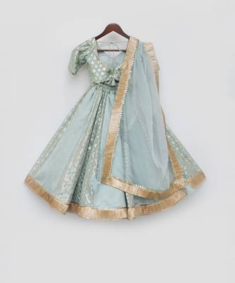 Blue Chanderi Lehenga Choli and Dupatta 5
