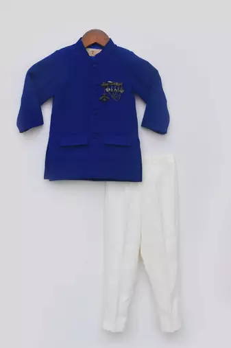 Blue Bandgala and Off white Pant