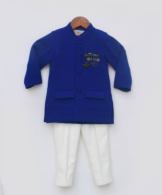 Blue Bandgala and Off white Pant 1
