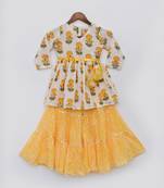 Yellow Print Kurti Sharara