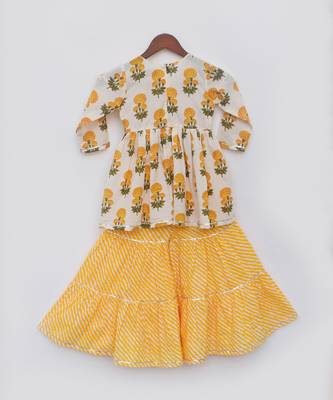 Yellow Print Kurti Sharara 2