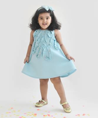 Blue A Line Lycra Dress 1