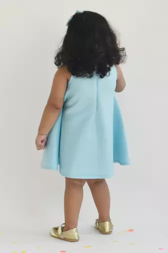 Blue A Line Lycra Dress