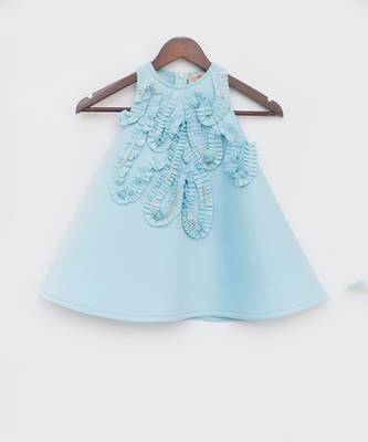 Blue A Line Lycra Dress 3