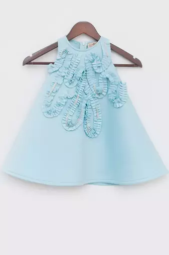 Blue A Line Lycra Dress
