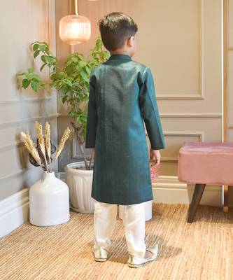 Green Silk Ajkan and Pant 2