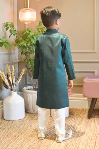 Green Silk Ajkan and Pant