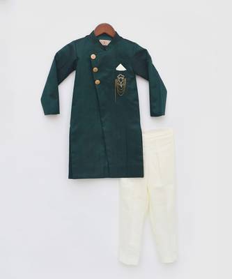 Green Silk Ajkan and Pant 3