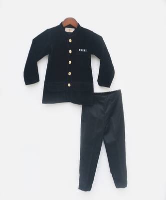 Black Velvet Bandgala and Pant 3