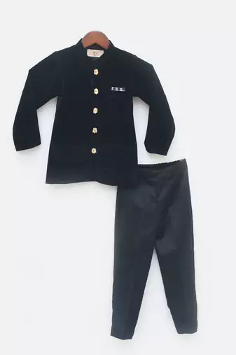 Black Velvet Bandgala and Pant