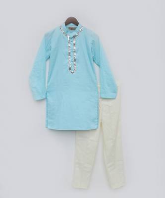 Blue Silk Kurta and Pant 2