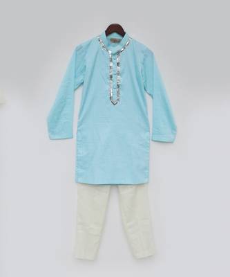 Blue Silk Kurta and Pant 1
