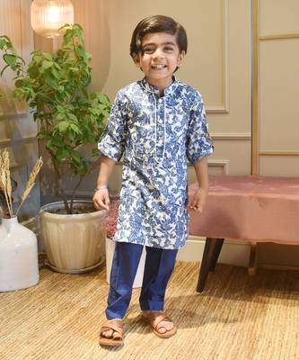 Blue Cotton Print Kurta and Blue Pant 1