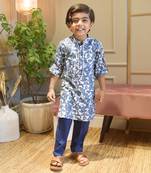Blue Cotton Print Kurta and Blue Pant