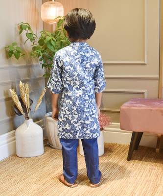 Blue Cotton Print Kurta and Blue Pant 2