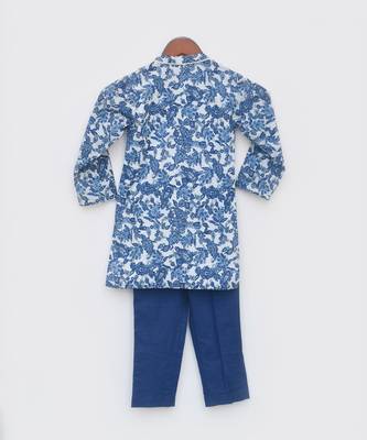 Blue Cotton Print Kurta and Blue Pant 5