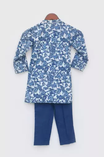 Blue Cotton Print Kurta and Blue Pant