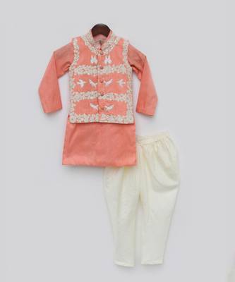 Peach Silk Kurta Jacket and Chudidar 3