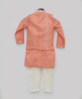 Peach Silk Kurta Jacket and Chudidar 5