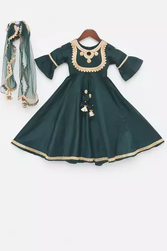 Green Silk Anarkali