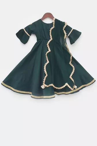 Green Silk Anarkali