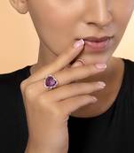 Amethyst And Diamond Heart Ring In 14KT Yellow Gold