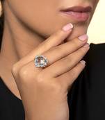 Blue Topaz and Diamond Heart Ring in 14KT Yellow Gold