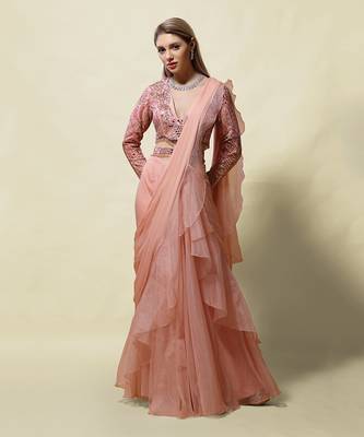 Pink Rati draped Saree 1