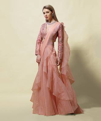 Pink Rati draped Saree 2