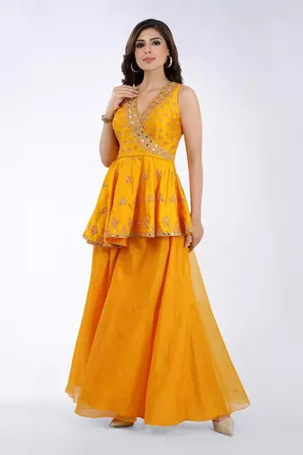Fazeen Orange Sharara Set