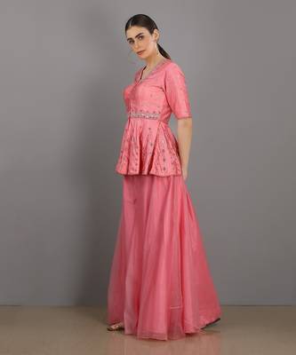 Samrina Candy Pink Sharara Set 3