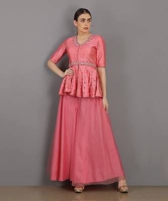 Samrina Candy Pink Sharara Set 1