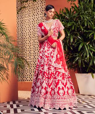 Red Slash Lehenga 2