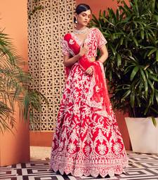 Red Slash Lehenga