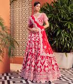 Red Slash Lehenga