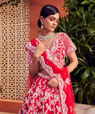 Red Slash Lehenga 3