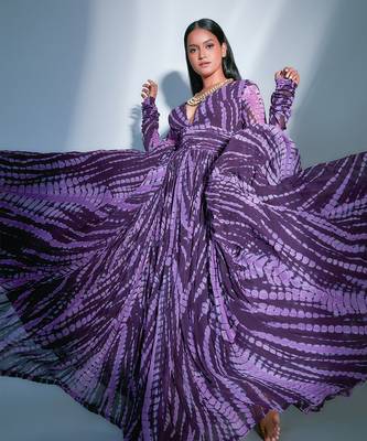 Shibori Tie And Dye Georgette Anarkali 1