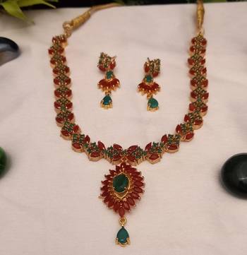 Multicolor Indian Jewellery Copper Gold Plated Necklace Set for Women 2