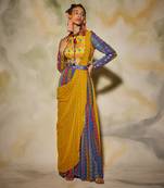 Multicolor Printed Gharara Saree Set