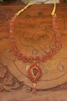 Maroon Jewellery Necklaces with Earrings for Wedding