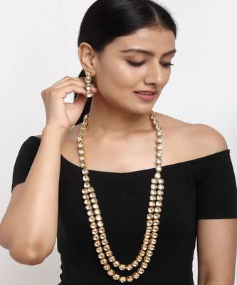 Long Kundan Neckpiece with Earrings 1