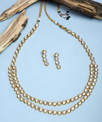 Long Kundan Neckpiece with Earrings 5