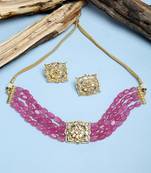 Pink Kundan Choker with Kundan Studs