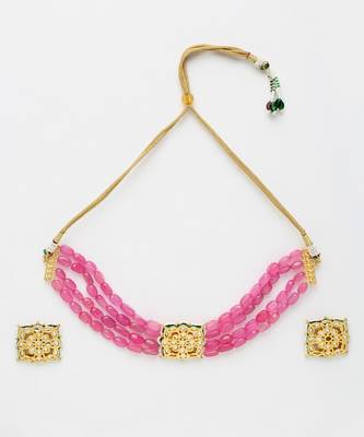 Pink Kundan Choker with Kundan Studs 2