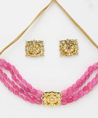 Pink Kundan Choker with Kundan Studs 3