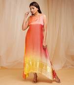 4D DYEING OF PALE YELLOW AND REDDISH ORANGEKAFTAAN